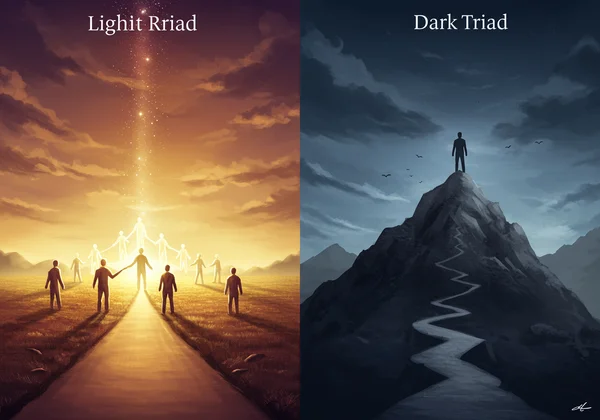 Two paths, one bright and one dark, symbolizing choices.